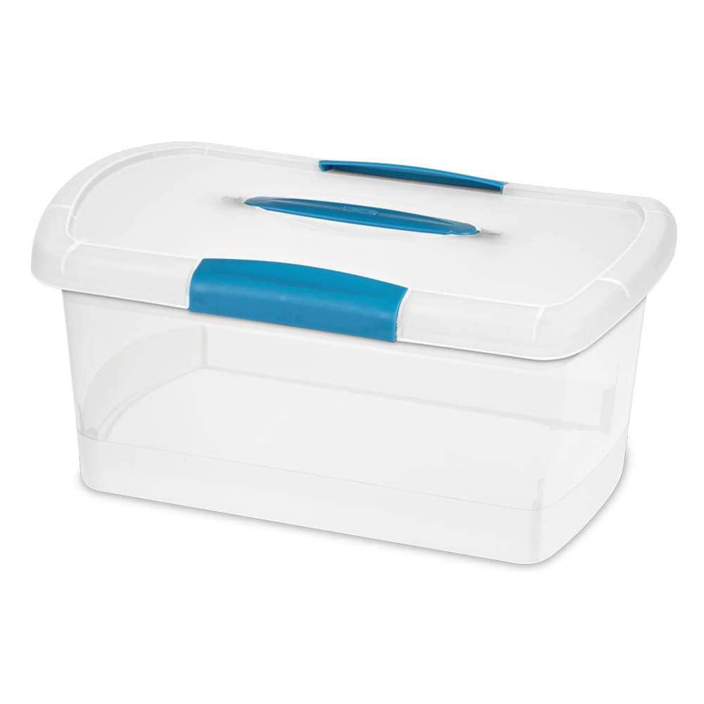 Sterilite Medium Nesting Showoffs, Stackable Small Storage Bin With Latching Lid And Handle, Plastic Container To Organize Home,